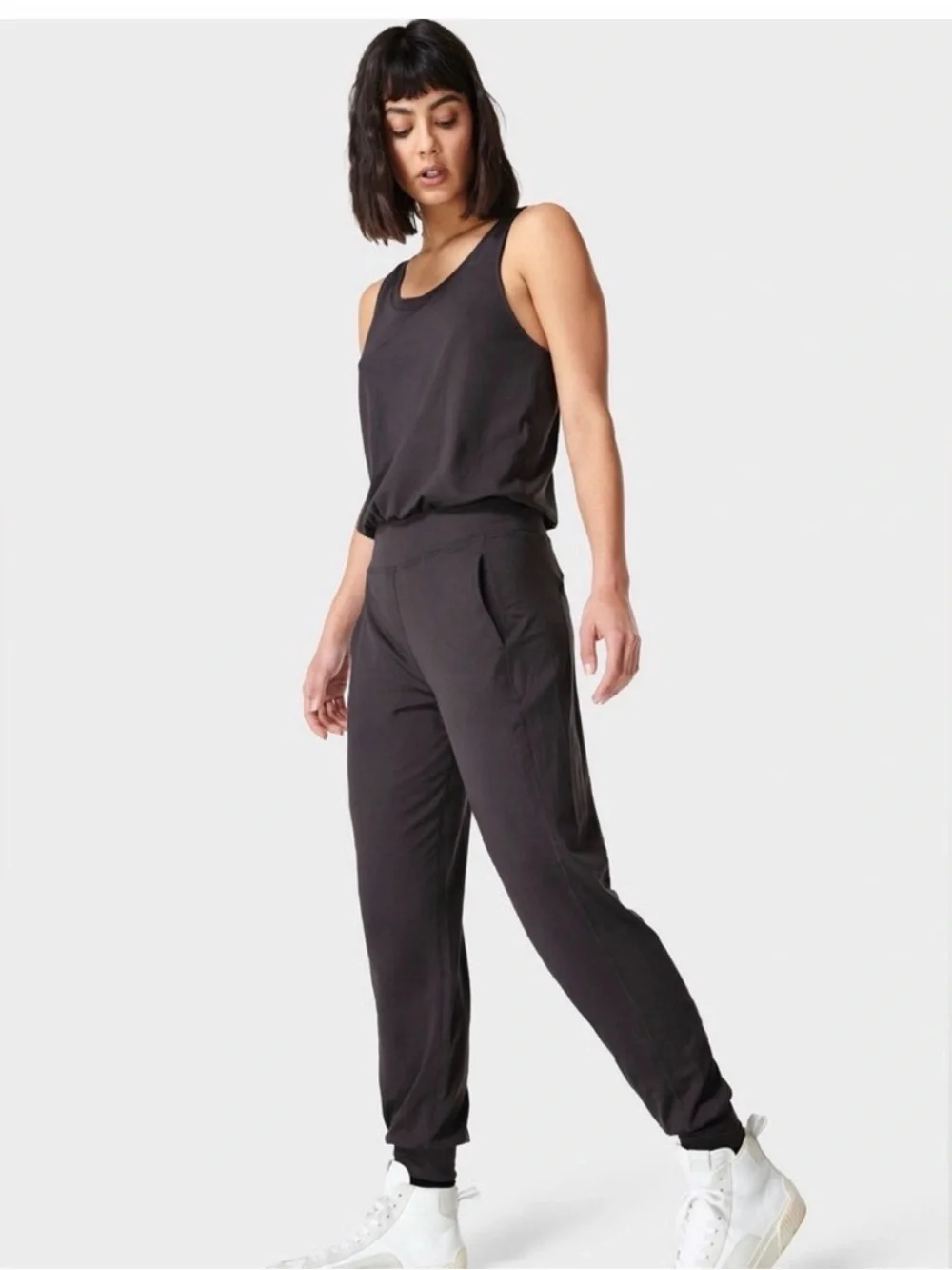 Sweaty Betty Jumpsuit Sleeveless GRAY Pockets Lightweight Soft Comfortable XXS